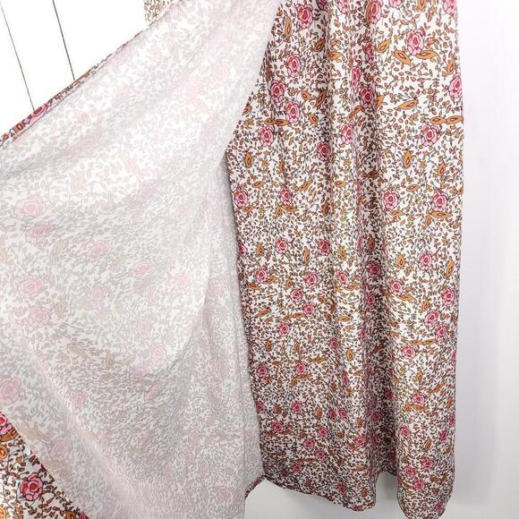 Womens Dress Large Fixed Wrap Blooms Florals Cottagecore Stretchy Full Length - Picture 4 of 10